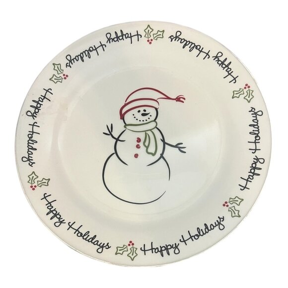 St. Nicholas Square Tis The Season 10.5" Snowman Dinner Plate - Picture 1 of 3